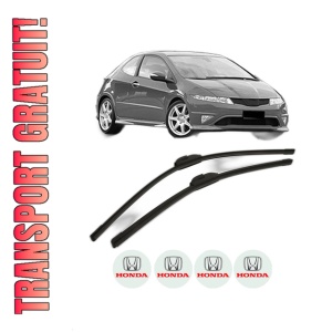 Set stergatoare HONDA CIVIC VIII Hatchback (FN, FK) din 2005-2008, pentru parbriz auto, 2 bucati, Bosch Aerotwin, din cauciuc siliconat rezistent, 4 Stickere Auto HONDA