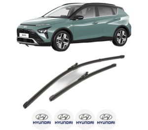 Set stergatoare HYUNDAI BAYON (BC3) din 2021-2023, pentru parbriz auto, 2 bucati, Valeo Silencio Xtrm, din cauciuc siliconat rezistent, 4 Stickere Auto HYUNDAI - Img 1