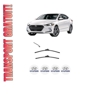 Set stergatoare HYUNDAI ELANTRA VI Saloon (AD, ADA) din 2015-2020, pentru parbriz auto, 2 bucati, Valeo Silencio, din cauciuc siliconat rezistent, 4 Stickere Auto HYUNDAI