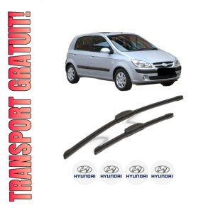 Set stergatoare HYUNDAI GETZ (TB) din 2002-2005, pentru parbriz auto, 2 bucati, Bosch Aerotwin Retrofit, din cauciuc siliconat rezistent, 4 Stickere Auto HYUNDAI