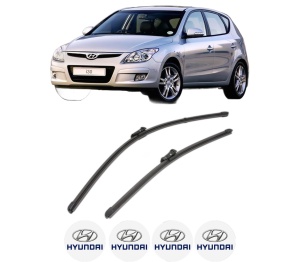 Set stergatoare HYUNDAI i30 Estate (FD) din 2007-2012, pentru parbriz auto, 2 bucati, Valeo Silencio Xtrm, din cauciuc siliconat rezistent, 4 Stickere Auto HYUNDAI v38388