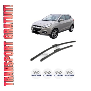 Set stergatoare HYUNDAI ix35 (LM, EL, ELH) din 2009-2015, pentru parbriz auto, 2 bucati, Bosch Aerotwin Retrofit, din cauciuc siliconat rezistent, 4 Stickere Auto HYUNDAI
