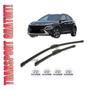 Set stergatoare HYUNDAI KONA SUV Van (OS, OSE, OSI) din 2017-2019, pentru parbriz auto, 2 bucati, Bosch Aerotwin Retrofit, din cauciuc siliconat rezistent, 4 Stickere Auto HYUNDAI