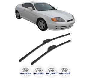 Set stergatoare HYUNDAI TIBURON Coupe din 1996-2006, pentru parbriz auto, 2 bucati, Bosch Aerotwin Retrofit, din cauciuc siliconat rezistent, 4 Stickere Auto HYUNDAI v42833
