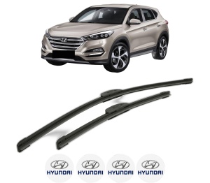 Set stergatoare HYUNDAI TUCSON SUV Van (TLE) din 2015-2020, pentru parbriz auto, 2 bucati, Bosch Aerotwin Retrofit, din cauciuc siliconat rezistent, 4 Stickere Auto HYUNDAI v44783