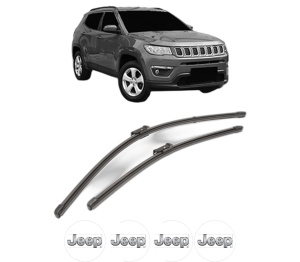 Set stergatoare JEEP COMPASS (MP, M6, MV, M7) din 2016-2022, pentru parbriz auto, 2 bucati, Valeo Silencio Xtrm, din cauciuc siliconat rezistent, 4 Stickere Auto JEEP v36708