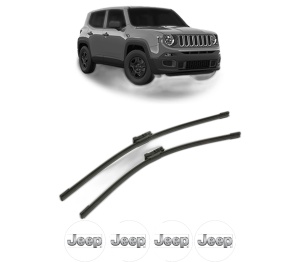 Set stergatoare JEEP RENEGADE VAN (BU, B1) din 2014-2018, pentru parbriz auto, 2 bucati, Bosch Aerotwin, din cauciuc siliconat rezistent, 4 Stickere Auto JEEP v50378