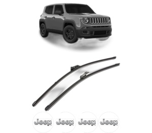 Set stergatoare JEEP RENEGADE VAN (BU, B1) din 2014-2018, pentru parbriz auto, 2 bucati, Valeo Silencio Xtrm, din cauciuc siliconat rezistent, 4 Stickere Auto JEEP v35868