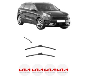 Set stergatoare KIA NIRO I (DE) din 2016-2022, pentru parbriz auto, 2 bucati, Valeo Silencio, din cauciuc siliconat rezistent, 4 Stickere Auto KIA v34428