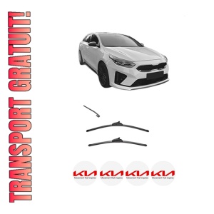 Set stergatoare KIA PROCEED (CD) din 2018-2024, pentru parbriz auto, 2 bucati, Valeo Silencio, din cauciuc siliconat rezistent, 4 Stickere Auto KIA