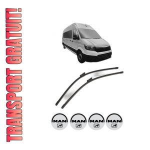 Set stergatoare MAN TGE Bus din 2017-2024, pentru parbriz auto, 2 bucati, Bosch Aerotwin, din cauciuc siliconat rezistent, 4 Stickere Auto MAN