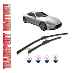 Set stergatoare MASERATI GRAN TURISMO I din 2007-2013, pentru parbriz auto, 2 bucati, Bosch Aerotwin Retrofit, din cauciuc siliconat rezistent, 4 Stickere Auto MASERATI