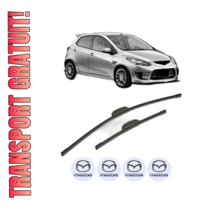 Set stergatoare MAZDA 2 (DE_, DH_) din 2007-2011, pentru parbriz auto, 2 bucati, Bosch Aerotwin Retrofit, din cauciuc siliconat rezistent, 4 Stickere Auto MAZDA