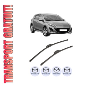 Set stergatoare MAZDA 3 (BL) din 2008-2014, pentru parbriz auto, 2 bucati, Bosch Aerotwin Retrofit, din cauciuc siliconat rezistent, 4 Stickere Auto MAZDA