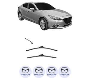 Set stergatoare MAZDA 3 Hatchback (BP) din 2018-2021, pentru parbriz auto, 2 bucati, Valeo Silencio, din cauciuc siliconat rezistent, 4 Stickere Auto MAZDA - Img 1
