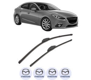 Set stergatoare MAZDA 3 Saloon (BM_, BN_) din 2013-2019, pentru parbriz auto, 2 bucati, Valeo Silencio Xtrm, din cauciuc siliconat rezistent, 4 Stickere Auto MAZDA v36588