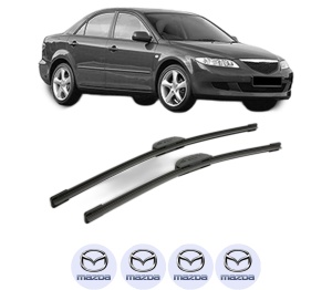 Set stergatoare MAZDA 6 Saloon (GG) din 2002-2005, pentru parbriz auto, 2 bucati, Bosch Aerotwin Retrofit, din cauciuc siliconat rezistent, 4 Stickere Auto MAZDA v48383