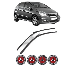Set stergatoare MERCEDES-BENZ B-CLASS Sports Tourer (W245) din 2005-2011, pentru parbriz auto, 2 bucati, Valeo Silencio Xtrm, din cauciuc siliconat rezistent, 4 Stickere Auto MERCEDES-BENZ v40248