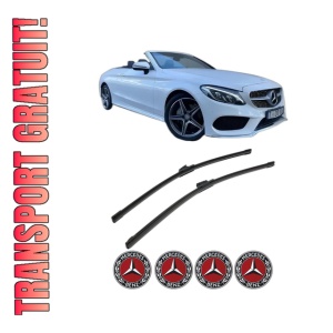 Set stergatoare MERCEDES-BENZ C-CLASS Convertible (A205) din 2016-2023, pentru parbriz auto, 2 bucati, Bosch Aerotwin, din cauciuc siliconat rezistent, 4 Stickere Auto MERCEDES-BENZ
