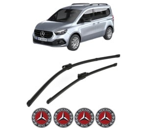 Set stergatoare MERCEDES-BENZ CITAN Tourer (W420) din 2021-2023, pentru parbriz auto, 2 bucati, Valeo Silencio, din cauciuc siliconat rezistent, 4 Stickere Auto MERCEDES-BENZ v34008