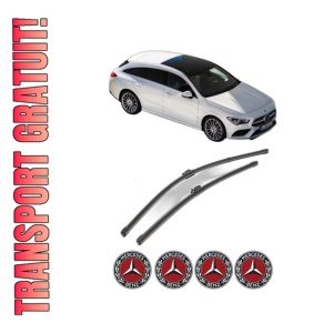 Set stergatoare MERCEDES-BENZ CLA Shooting Brake (X118) din 2019-2023, pentru parbriz auto, 2 bucati, Valeo Silencio, din cauciuc siliconat rezistent, 4 Stickere Auto MERCEDES-BENZ
