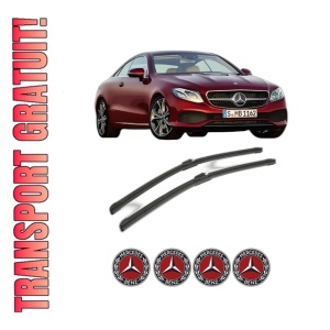 Set stergatoare MERCEDES-BENZ E-CLASS Coupe (C238) din 2016-2021, pentru parbriz auto, 2 bucati, Bosch Aerotwin, din cauciuc siliconat rezistent, 4 Stickere Auto MERCEDES-BENZ