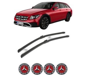 Set stergatoare MERCEDES-BENZ E-CLASS T-Model (S213) din 2016-2023, pentru parbriz auto, 2 bucati, Bosch Aerotwin, din cauciuc siliconat rezistent, 4 Stickere Auto MERCEDES-BENZ v49838