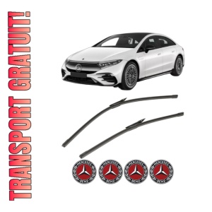 Set stergatoare MERCEDES-BENZ EQS (V297) din 2021-2023, pentru parbriz auto, 2 bucati, Bosch Aerotwin, din cauciuc siliconat rezistent, 4 Stickere Auto MERCEDES-BENZ