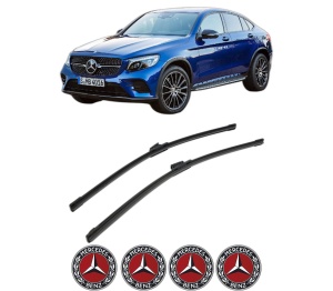 Set stergatoare MERCEDES-BENZ GLC Coupe (C253) din 2016-2023, pentru parbriz auto, 2 bucati, Bosch Aerotwin, din cauciuc siliconat rezistent, 4 Stickere Auto MERCEDES-BENZ v50743