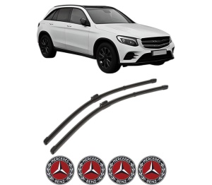 Set stergatoare MERCEDES-BENZ GLC (X253) din 2015-2022, pentru parbriz auto, 2 bucati, Valeo Silencio Xtrm, din cauciuc siliconat rezistent, 4 Stickere Auto MERCEDES-BENZ v35208