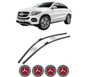Set stergatoare MERCEDES-BENZ GLE Coupe (C292) din 2015-2019, pentru parbriz auto, 2 bucati, Bosch Aerotwin, din cauciuc siliconat rezistent, 4 Stickere Auto MERCEDES-BENZ v52363