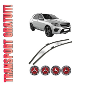 Set stergatoare MERCEDES-BENZ GLE (W166) din 2015-2018, pentru parbriz auto, 2 bucati, Bosch Aerotwin, din cauciuc siliconat rezistent, 4 Stickere Auto MERCEDES-BENZ