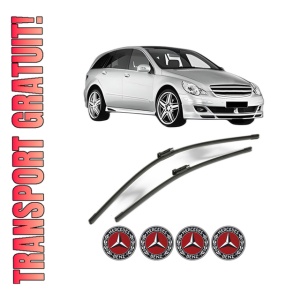 Set stergatoare MERCEDES-BENZ R-CLASS (W251, V251) din 2005-2014, pentru parbriz auto, 2 bucati, Bosch Aerotwin, din cauciuc siliconat rezistent, 4 Stickere Auto MERCEDES-BENZ