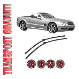Set stergatoare MERCEDES-BENZ SL (R230) din 2001-2012, pentru parbriz auto, 2 bucati, Bosch Aerotwin, din cauciuc siliconat rezistent, 4 Stickere Auto MERCEDES-BENZ