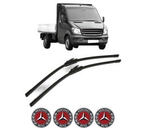 Set stergatoare MERCEDES-BENZ SPRINTER 4,6-t Platform/Chassis (B906) din 2006-2018, pentru parbriz auto, 2 bucati, Bosch Aerotwin, din cauciuc siliconat rezistent, 4 Stickere Auto MERCEDES-BENZ v55743