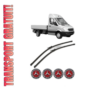 Set stergatoare MERCEDES-BENZ SPRINTER 5-t Platform/Chassis (B906) din 2006-2018, pentru parbriz auto, 2 bucati, Valeo Silencio Xtrm, din cauciuc siliconat rezistent, 4 Stickere Auto MERCEDES-BENZ