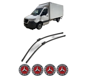 Set stergatoare MERCEDES-BENZ SPRINTER 5-t Platform/Chassis (B907) din 2018-2022, pentru parbriz auto, 2 bucati, Valeo Silencio Xtrm, din cauciuc siliconat rezistent, 4 Stickere Auto MERCEDES-BENZ v35928