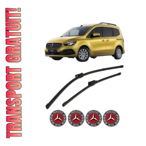 Set stergatoare MERCEDES-BENZ T-CLASS MPV (W420) din 2022, pentru parbriz auto, 2 bucati, Valeo Silencio, din cauciuc siliconat rezistent, 4 Stickere Auto MERCEDES-BENZ