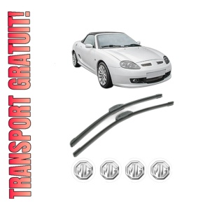 Set stergatoare MG MG TF din 2002-2009, pentru parbriz auto, 2 bucati, Bosch Aerotwin Retrofit, din cauciuc siliconat rezistent, 4 Stickere Auto MG