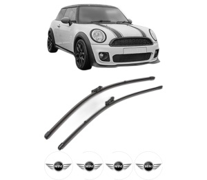 Set stergatoare MINI MINI CLUBMAN (F54) din 2014-2024, pentru parbriz auto, 2 bucati, Valeo Silencio, din cauciuc siliconat rezistent, 4 Stickere Auto MINI v35448