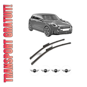 Set stergatoare MINI MINI CLUBMAN (R55) din 2007-2014, pentru parbriz auto, 2 bucati, Valeo Silencio Xtrm, din cauciuc siliconat rezistent, 4 Stickere Auto MINI