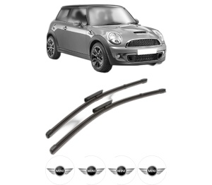 Set stergatoare MINI MINI (R56) din 2006-2013, pentru parbriz auto, 2 bucati, Valeo Silencio Xtrm, din cauciuc siliconat rezistent, 4 Stickere Auto MINI v39108