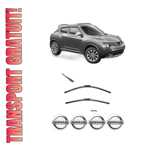 Set stergatoare NISSAN JUKE (F15) din 2010-2019, pentru parbriz auto, 2 bucati, Valeo Silencio, din cauciuc siliconat rezistent, 4 Stickere Auto NISSAN