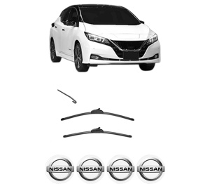 Set stergatoare NISSAN LEAF (ZE1) din 2017-2019, pentru parbriz auto, 2 bucati, Valeo Silencio, din cauciuc siliconat rezistent, 4 Stickere Auto NISSAN v34248
