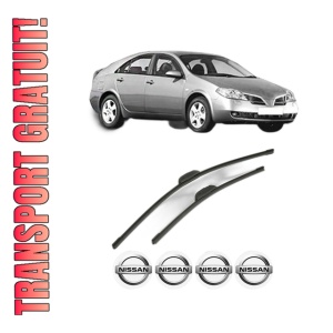 Set stergatoare NISSAN PRIMERA (P12) din 2002-2008, pentru parbriz auto, 2 bucati, Bosch Aerotwin Retrofit, din cauciuc siliconat rezistent, 4 Stickere Auto NISSAN