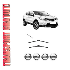 Set stergatoare NISSAN QASHQAI II (J11, J11_) din 2013-2020, pentru parbriz auto, 2 bucati, Valeo Silencio, din cauciuc siliconat rezistent, 4 Stickere Auto NISSAN