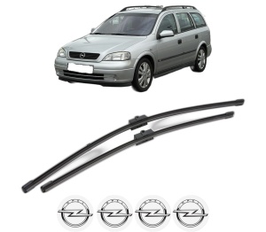 Set stergatoare OPEL ASTRA H Estate Van (L70) din 2004-2014, pentru parbriz auto, 2 bucati, Valeo Silencio Xtrm, din cauciuc siliconat rezistent, 4 Stickere Auto OPEL v38868