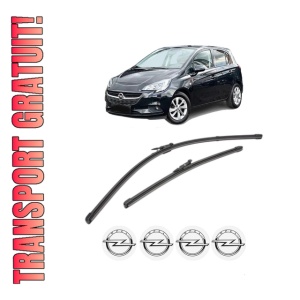 Set stergatoare OPEL CORSA E Hatchback Van (X15) din 2014-2015, pentru parbriz auto, 2 bucati, Valeo Silencio Xtrm, din cauciuc siliconat rezistent, 4 Stickere Auto OPEL