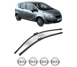Set stergatoare OPEL MERIVA B VAN (S10) din 2013-2014, pentru parbriz auto, 2 bucati, Bosch Aerotwin, din cauciuc siliconat rezistent, 4 Stickere Auto OPEL v53403