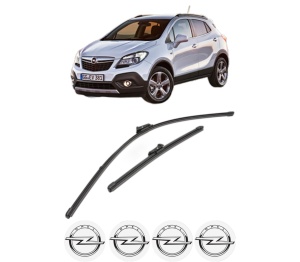 Set stergatoare OPEL MOKKA / MOKKA X (J13) din 2012-2019, pentru parbriz auto, 2 bucati, Valeo Silencio Xtrm, din cauciuc siliconat rezistent, 4 Stickere Auto OPEL v37968
